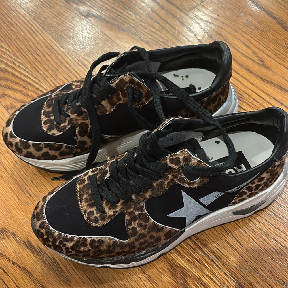 Golden Goose running sole in leopard pony size 36